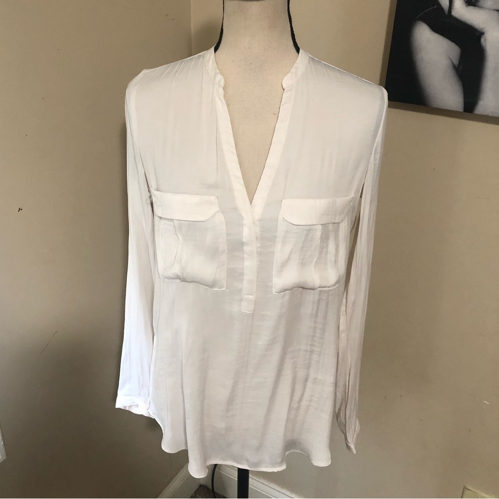 FINAL SALE!! Zara Classic White Half Button Down Top